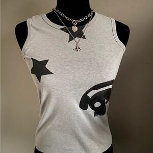Gray Skull and Star Women's Tank Top